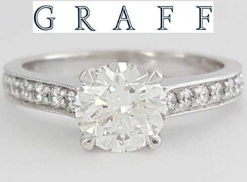 Graff 18K Platinum 1.22CT Diamond Engagement Ring