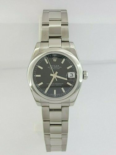Ladies 2007 Rolex DateJust 178240 31mm Black Dial Watch