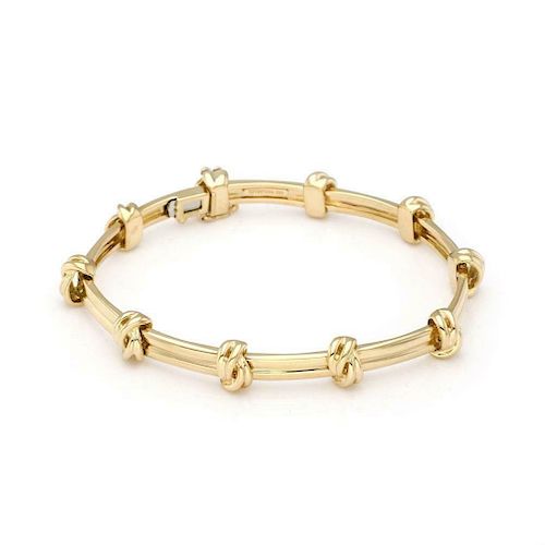 Tiffany & Co. 18k Yellow Gold Love Knot Grooved Bar