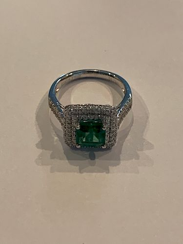 Platinum 1.57ct Emerald .72ct Diamond Ring