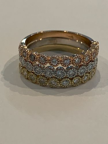 14K Gold Three Diamond Set Ring