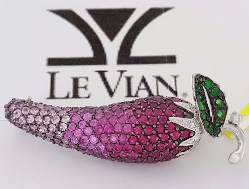 LeVian 4.74 ct 14K Gold Round Diamond Ruby Sapphire