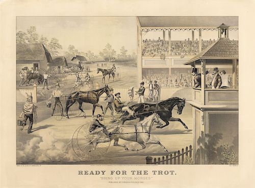 Ready for the Trot. "Bring up your Horses!" - Currier & Ives lithograph 