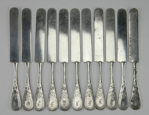 11 Whiting sterling silver knives