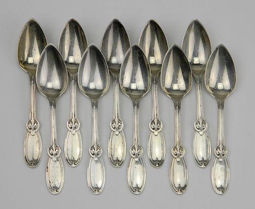Set of 10 Sterling silver demi-tasse spoons