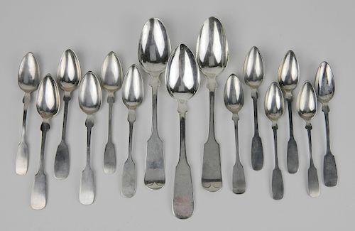 Set of 12 Coin silver teaspoons