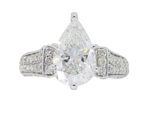 Certified 2.96CTW Pear Shaped Diamond Ring
