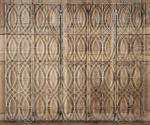 FIVE PANEL WROUGHT IRON ROOM DIVIDER C.1940