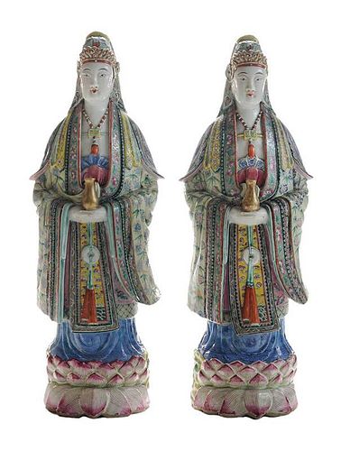 Pair Antique Finely Enameled and