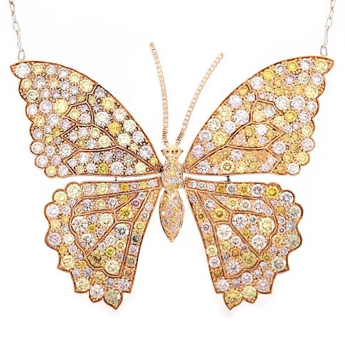 13.26ct TW Diamond and 18K Butterfly Pendant