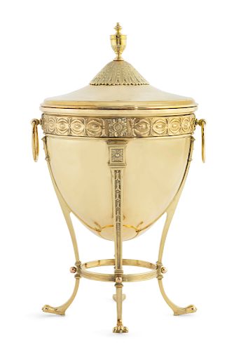 A George III style brass urn form coal box