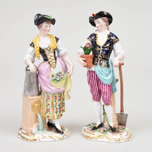 Derby Porcelain Figure of a Gardner and Companion