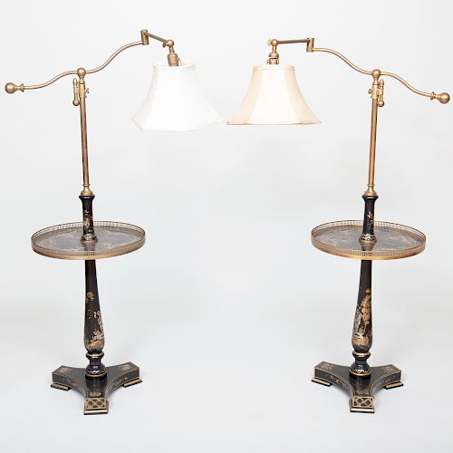 Pair of Brass-Mounted Chinoiserie Decorated Light Tables