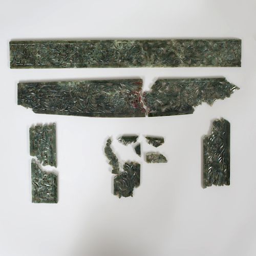 Chinese Spinach Green Jade Pierced Panels