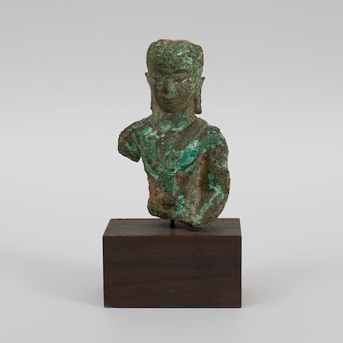 Southeast Asian Bronze Clad Composition Bust of Buddha