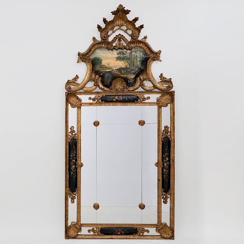 Venetian Rococo Style Painted and Giltwood Mirror