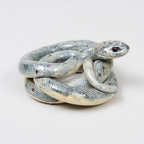 Palissy Style Porcelain Model of a Coiled Snake