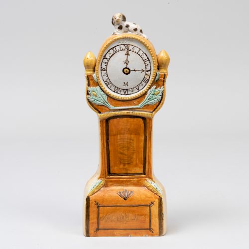 Staffordshire Pearlware Pottery Model of a Long Case Clock