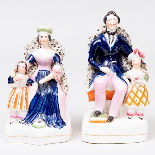 Pair of Staffordshire Pottery 'Victoria and Albert' Flatback Figures