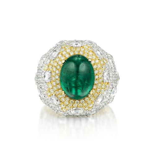 A Fine Emerald and Diamond Cocktail Ring