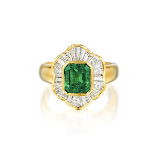 An Emerald and Diamond Ballerina Ring, Italian