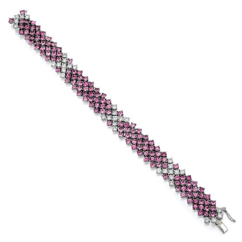 A Pink Sapphire and Diamond Bracelet
