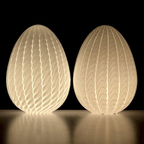 Pair of Egg Lamps Attributed to Vetri Murano