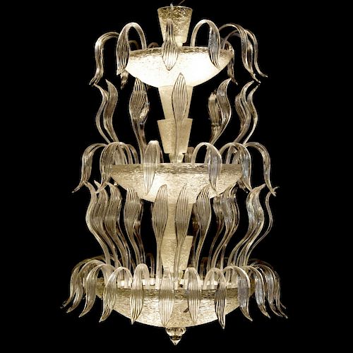 Monumental Tiered Chandelier, Manner of Barovier & Toso