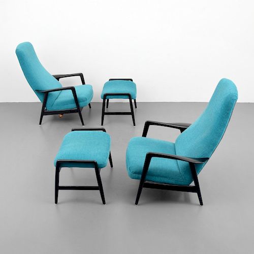Pair of Folke Ohlsson Lounge Chairs & Ottomans