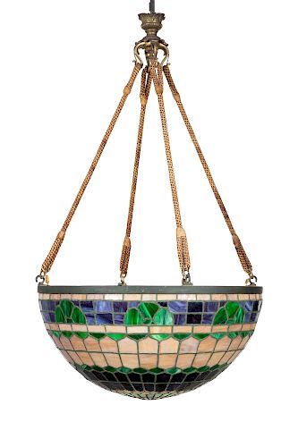 An Arts & Crafts style leaded glass lantern