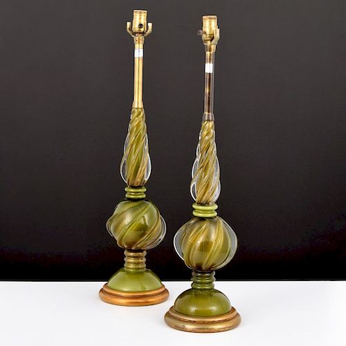 Pair of Large Marbro Lamps, Manner of Seguso
