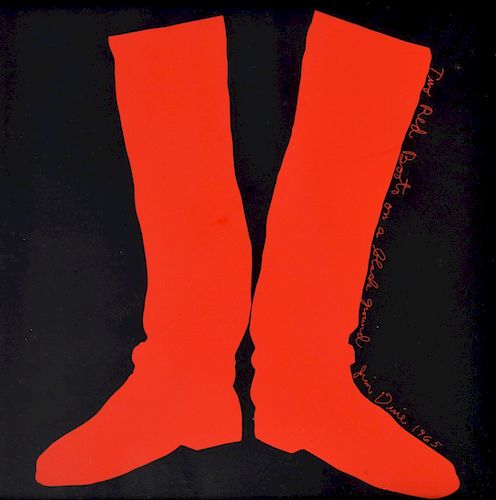 Jim Dine "Two Red Boots on Black Ground" Screenprint