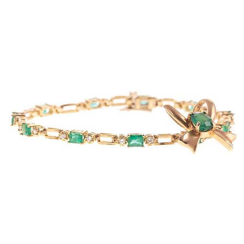 An Emerald & Diamond Bracelet & Emerald Pendant