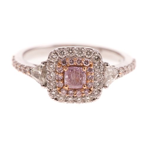 A Ladies Pink & White Diamond Ring in 18K