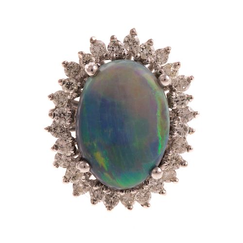 A Ladies Black Opal & Diamond Ring in 14K