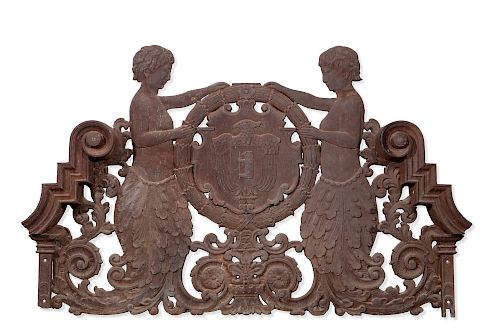 A cast iron armorial architectural element