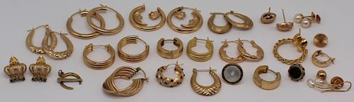JEWELRY. Assorted Gold Earring Grouping.