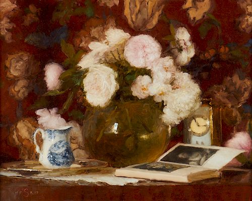 Paul Raymond Seaton, oil, Still life with books