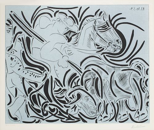 Pablo Picasso, linocut, Pique III