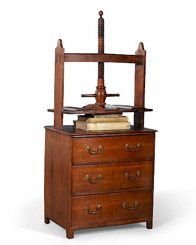 A George III oak book press, late 18th century