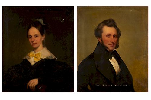 American School, portraits of a lady & a gentleman