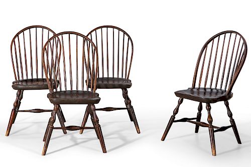 A set of four American Windsor chairs, 18th century