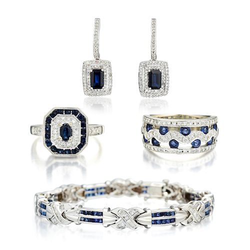 A Group of Sapphire and Diamond Jewelry