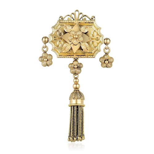 Victorian Gold Tassel Brooch/Pendant