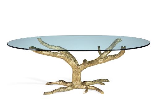 A Jacques Duval-Brasseur bronze tree form table