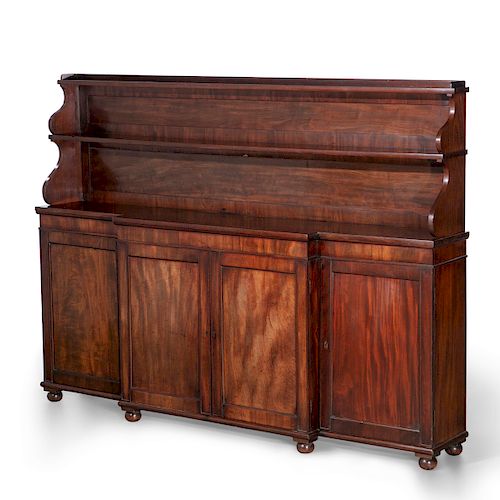 A William IV mahogany breakfront side cupboard