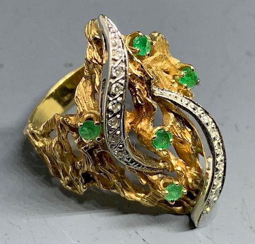 Diamond and Emerald Ring, ca. 1970's