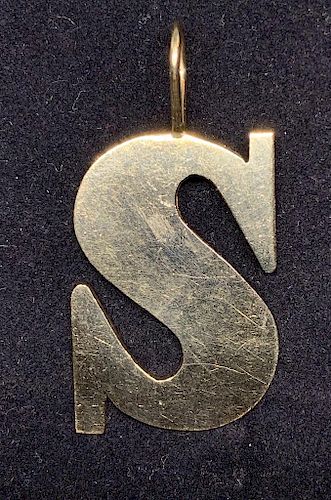 Large Letter S Gold Pendant