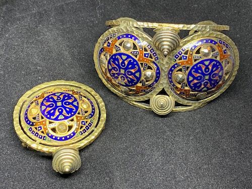 Pan-Slavic Enameled Cuff Bracelet and Pendant