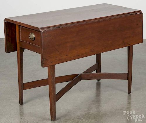 Mid-Atlantic Federal cherry Pembroke table, ca. 1815, the top with interlacing line inlays